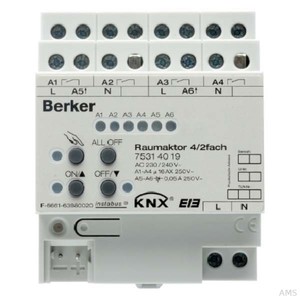 Berker Raumaktor 4/2fach 16 A Sch ließer, Hand, Status 75314019