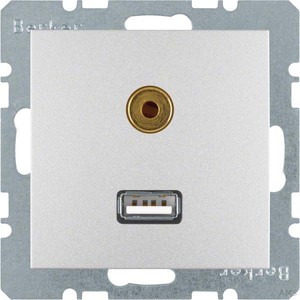 Berker Steckdose USB/3,5mm Audio alu matt 3315391404