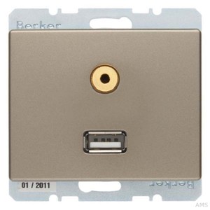 Berker Steckdose USB/3,5mm Audio hellbronze lackiert 3315399011