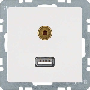 Berker Steckdose USB/3,5mm Audio polarweiß samt 3315396089