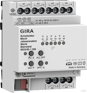 Gira Schalt-/Jalousieaktor 502300 6f/3f 16 A REG Std KNX Secure