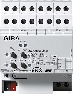 Gira Universal-Dimmaktor 2f. 2x300W KNX/EIB REG 217200