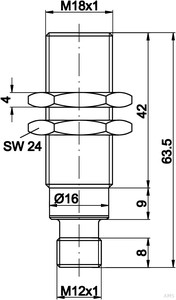 Ipf Electronic Sensor,ind.,M18x1 analog,sn=0-10mm,DC IB180026