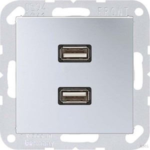 Jung Multimedia-Anschluss alu 2 x USB m.Tragring MA A 1153 AL
