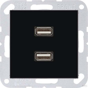 Jung Multimedia-Anschluss sw 2 x USB m.Tragring MA A 1153 SW