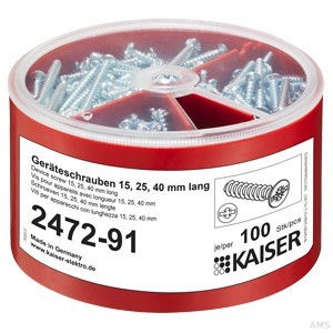 Kaiser Geräteschrauben-Box Ø3,2xLänge 15/25/40mm je 100 Stück