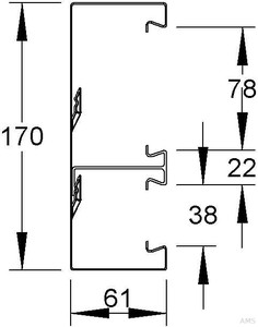 Niedax Unterteil doppelzuegig asymmetrisch RAL9010 (2 Meter)