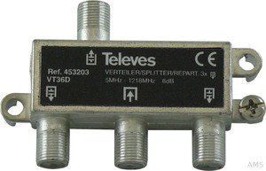 Televes Verteiler 3f. 6dB, 5-1218MHz VT36D