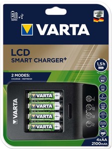 Varta Ladegerät 57684 LCD Smart Charger+ 4x AA 2100mAh